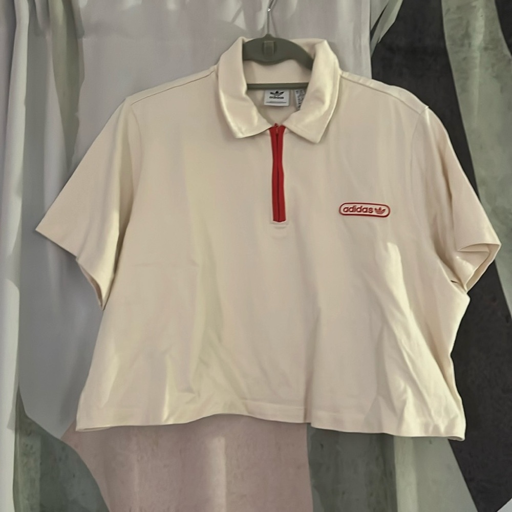 Adidas quarter zip cropped polo